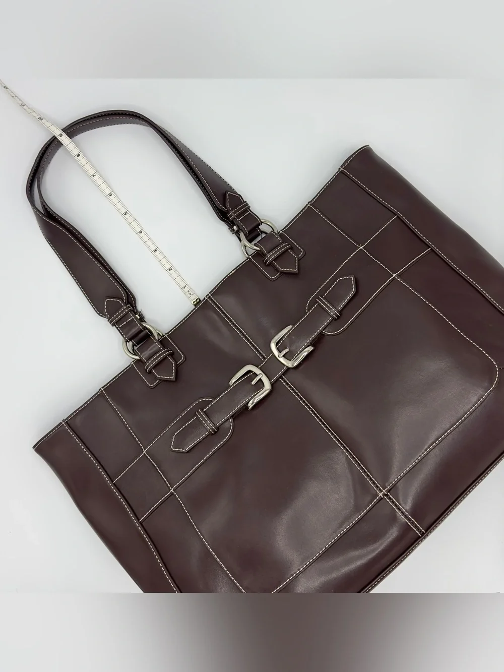 Wilsons Leather Dark Brown Tote with Silver Hardware